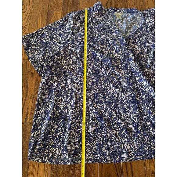 Catherines Womens Plus 4X 30/32W Blouse Button Up Shirt Stretch Hawaiian Floral - Picture 9 of 10